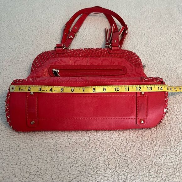 MC Coral Pink Purse Shoulder Bag Large Embossed Faux Leather - Picture 16 of 16
